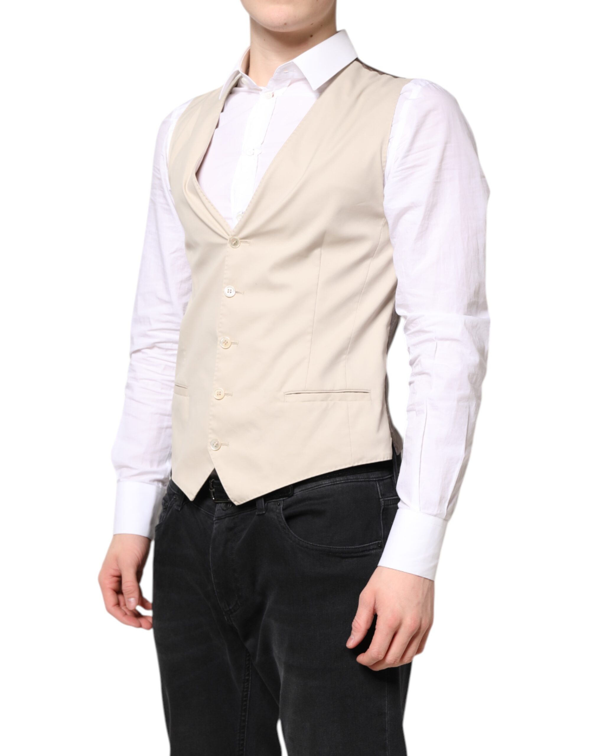 Бежевый/серый мужской формальный жилет Dolce & Gabbana, Beige — фото 2
