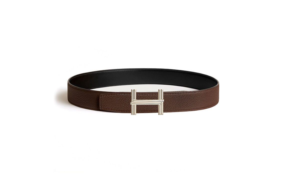 HERMES Мужской коричневый ремень из телячьей кожи шириной 3,8 см, Brown — фото 4