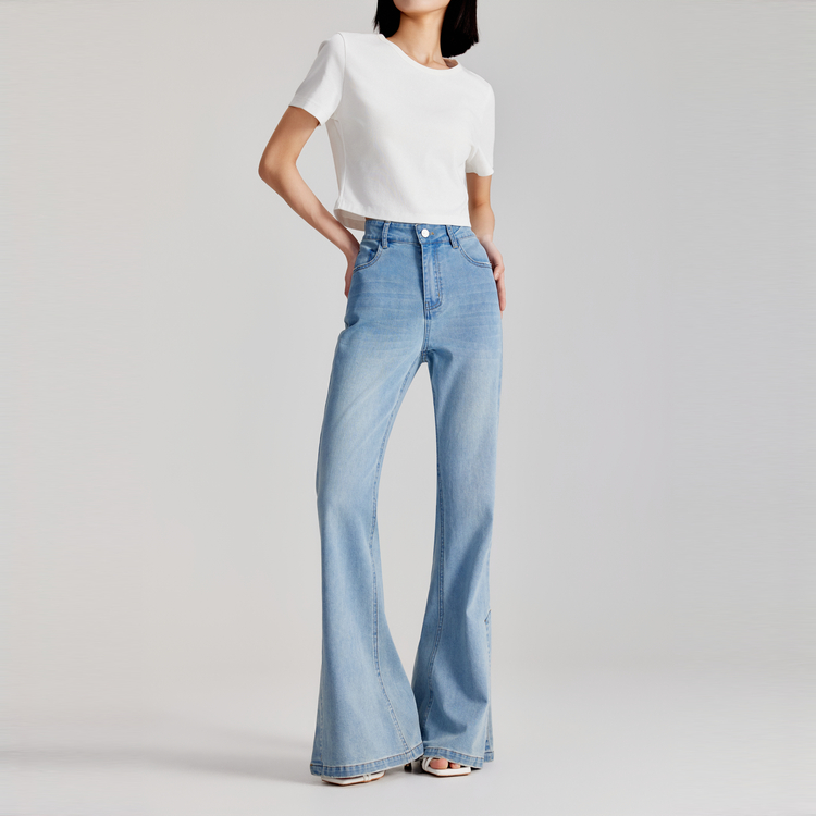 

ELLE Джинсы женские деним синие умеренно расклешенные