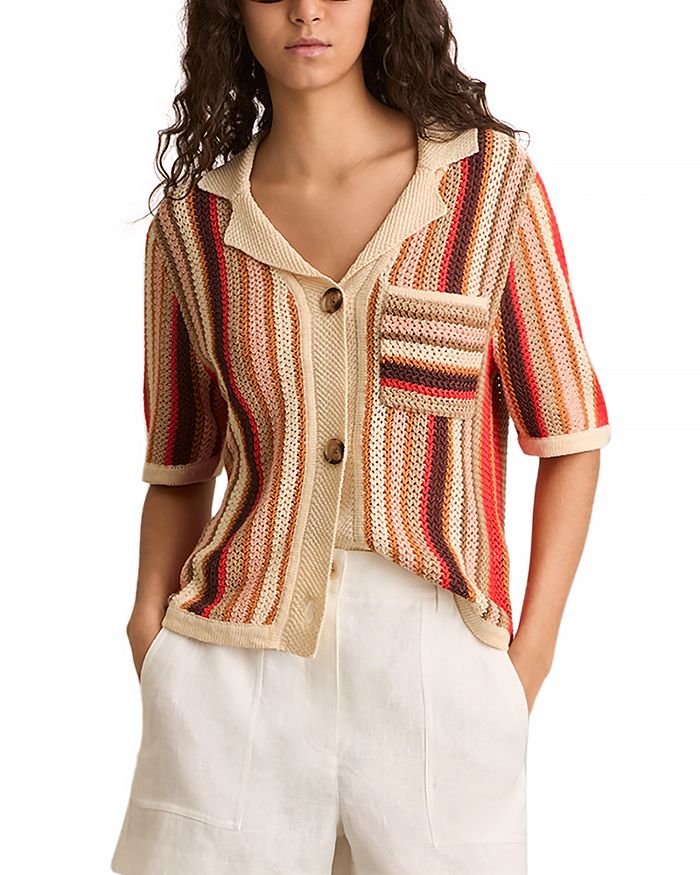 

Кардиган Candy Knit из льна с V-образным вырезом REISS, оранжевый