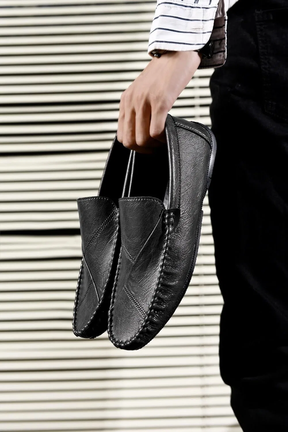 Лоферы мужские, кожаные, Loafers, Grey PUGHGAETZF — фото 2