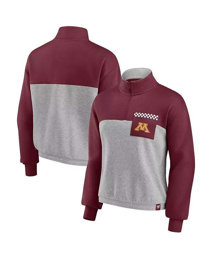 

Женская темно-бордовая, серо-лиловая куртка Minnesota Golden Gophers Sideline to Sideline Colorblock с застежкой-молнией на четверть длины Fanatics