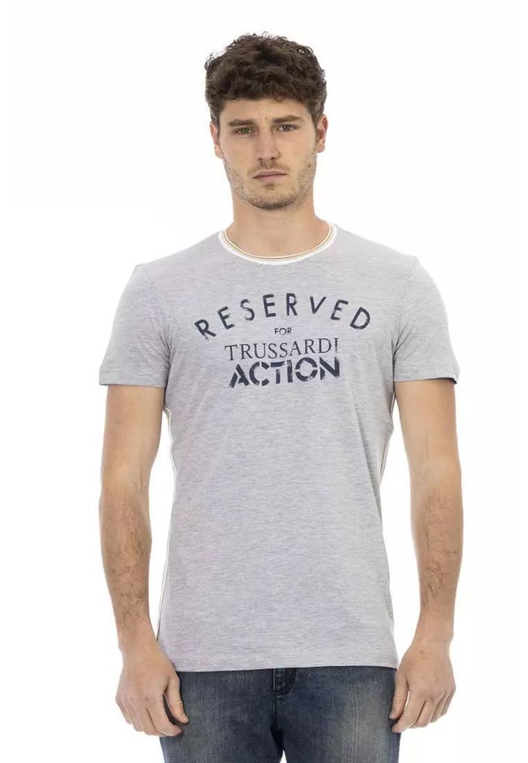 

Хлопковая футболка с принтом Trussardi Action, серый