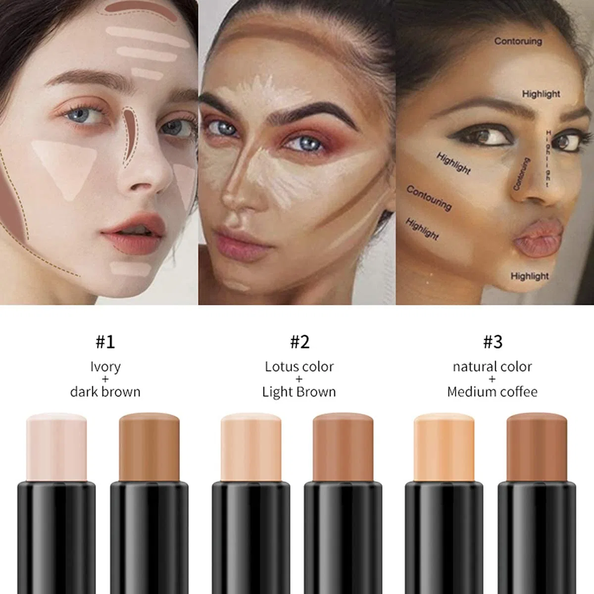 Двусторонний стик для контуринга и хайлайтера Lovelycat Lovelycat, 02: Lotus + Light Brown