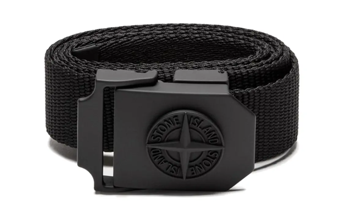 

STONE ISLAND Полиэстер, нейлоновый ремень мужской черный ширина 3.5 см