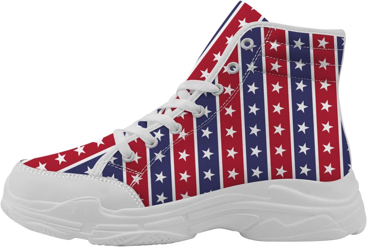 

Женские кеды на высокой подошве с флагом США, красно-бело-синие, из канвы, подарок для мужчин Quorax