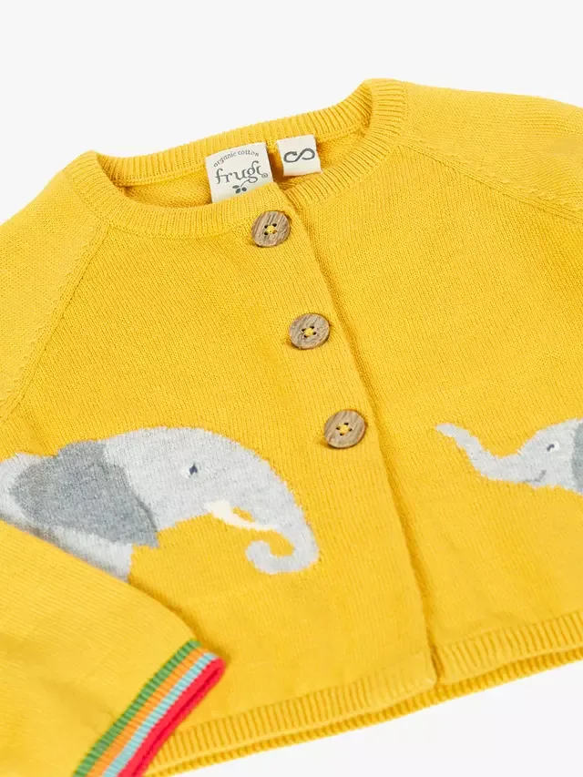 Детский кардиган Слоненок Бонни, желтый Frugi — фото 4