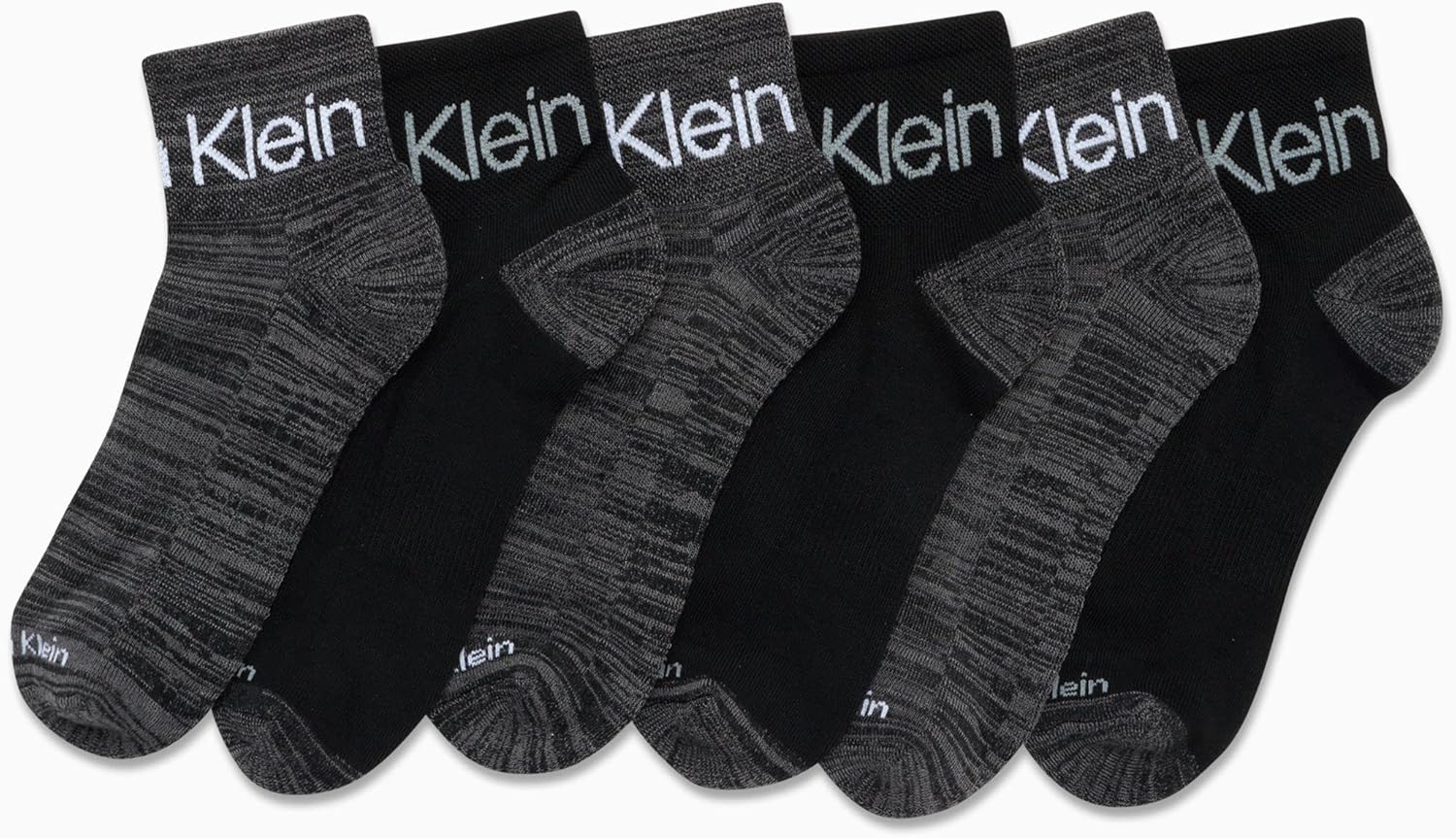 Мужские носки Calvin Klein Quarter Socks - 12 пар дышащих, мягких, амортизированных, спортивных носков до щиколотки для мужчин, Black/Grey Multi — фото 2