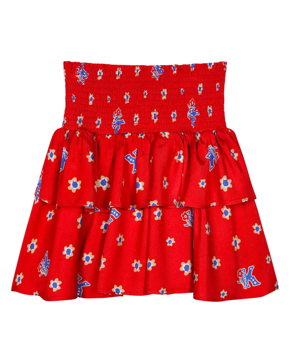 

Юбка с принтом для девочки с рюшами Kenzo Kids, красный