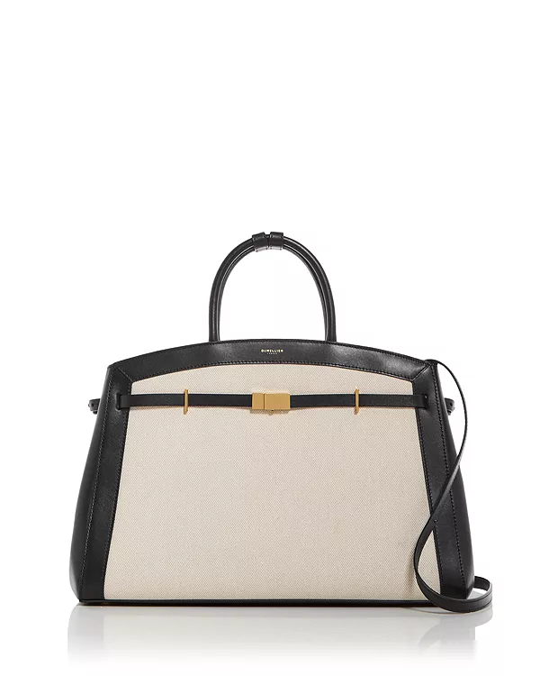 

Сумка Hudson из парусины и кожи с верхней ручкой Demellier, белый