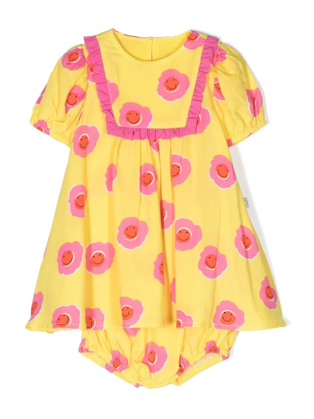 

Платье с объемными рукавами и цветочным принтом Stella McCartney Kids, желтый