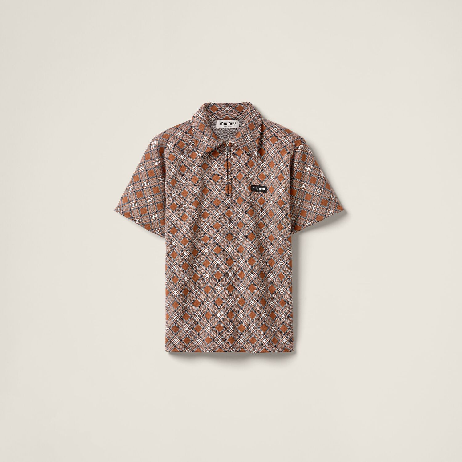 

Поло из шелкового трикотажа MIU MIU, табак