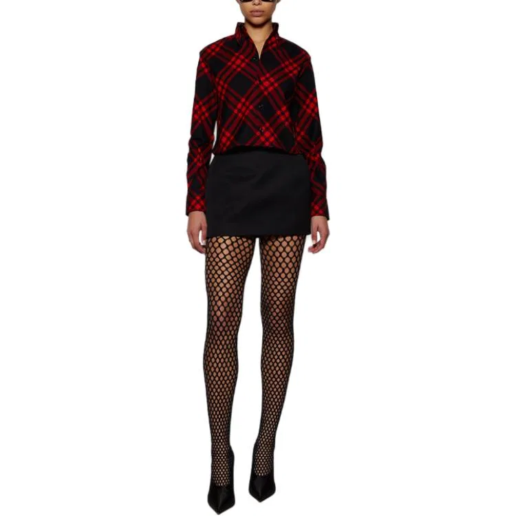 Женская рубашка с клетчатым принтом, укороченная Burberry, Red — фото 3
