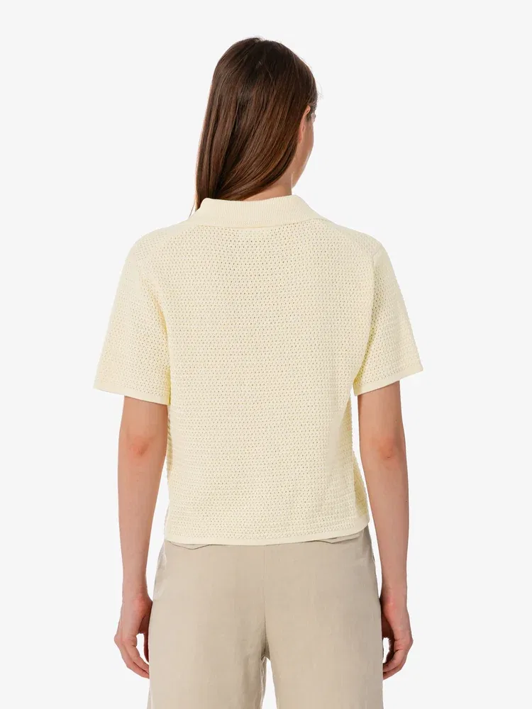 Свитер-поло женский LACOSTE Ivory, вязаный, с ажурной вязкой — фото 4