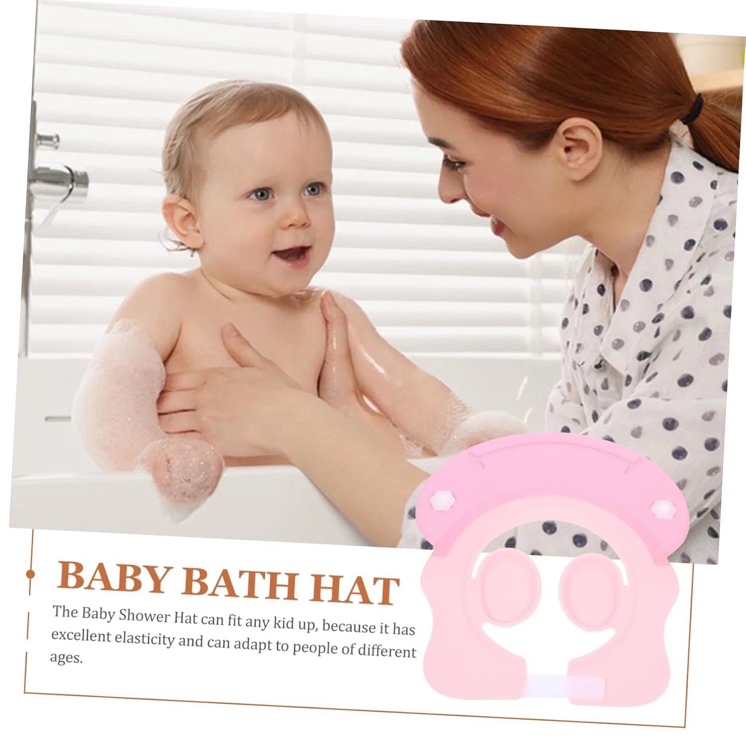 Шапочка для душа Minkissy Регулируемая Водонепроницаемая Розовая — фото 4
