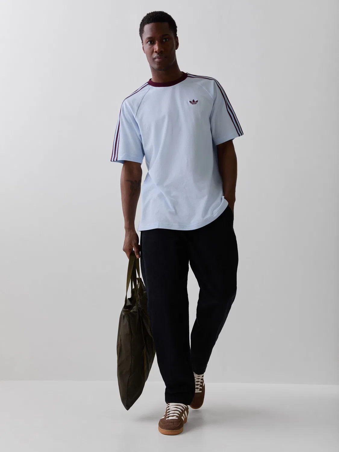 Футболка с контрастными рукавами, свободная, Britcore, adidas Originals, светло-голубой — фото 3