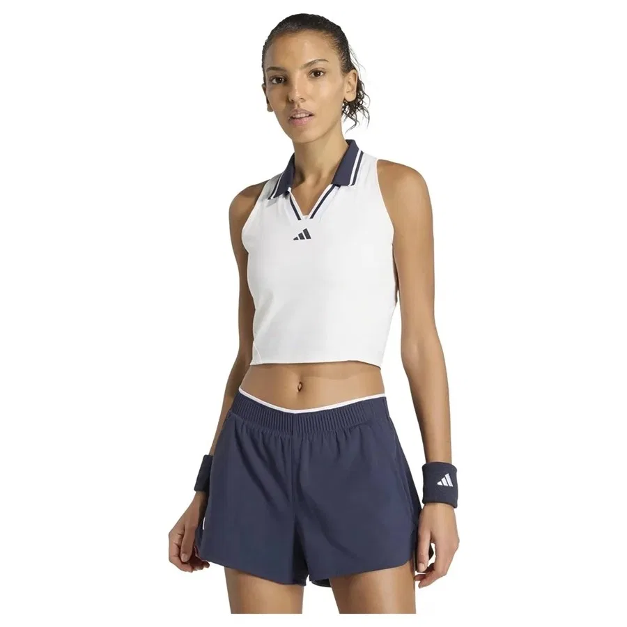 Женский спортивный топ без рукавов adidas CROP TANK PRO KA8883, Белый — фото 2