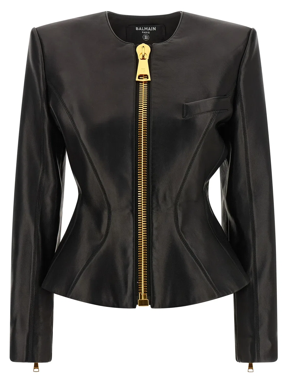 Кожаная куртка BALMAIN, черный