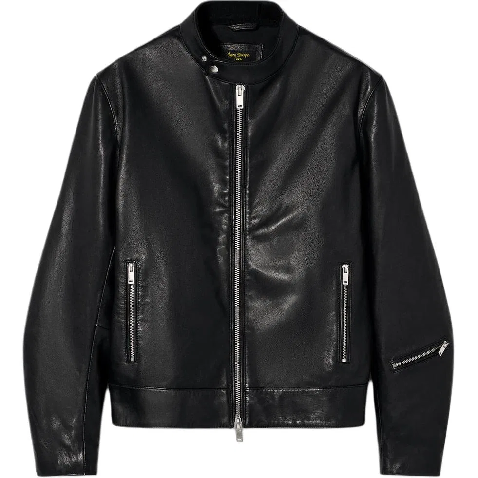 Мужская кожаная куртка с молнией Bobby Gillespie, ZARA, Black
