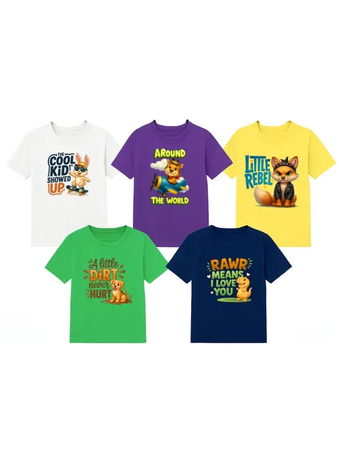 Комплект футболок с принтом для мальчиков, 5 шт, Printshop4Me, комбо 5