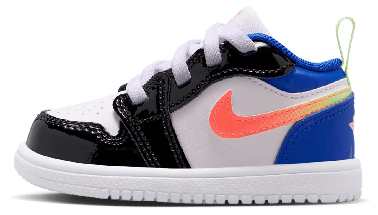 Детские кроссовки для мальчиков с липучкой Jordan AJ 1 Low SE, Jordan, Blue Orange White — фото 2