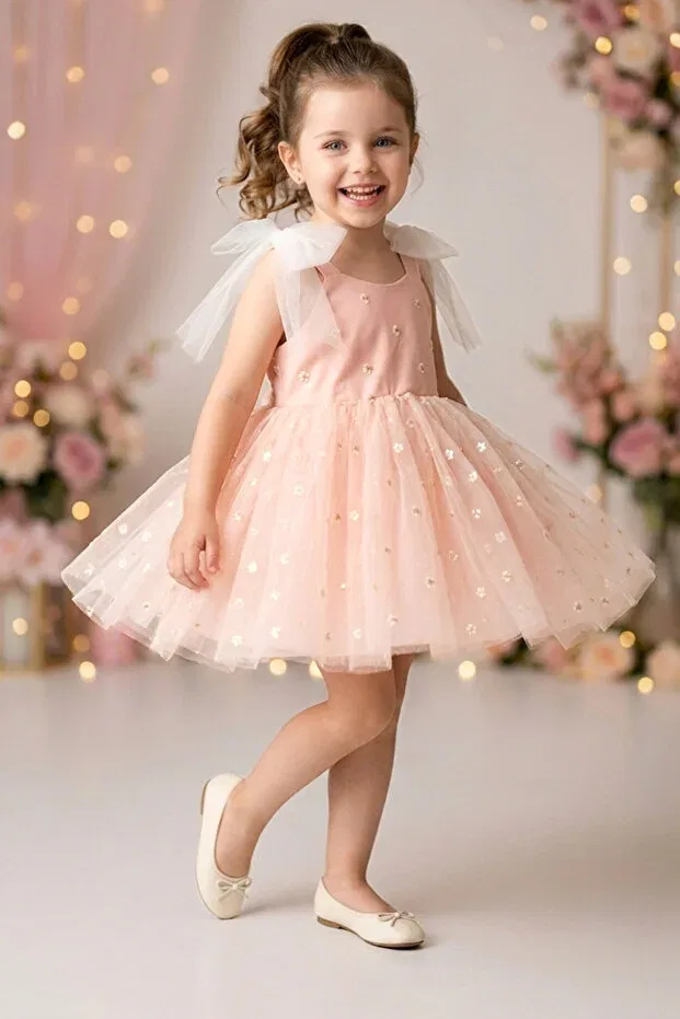 Детское платье для девочек с цветочным принтом Daisy Dress Baby Animals, Powder