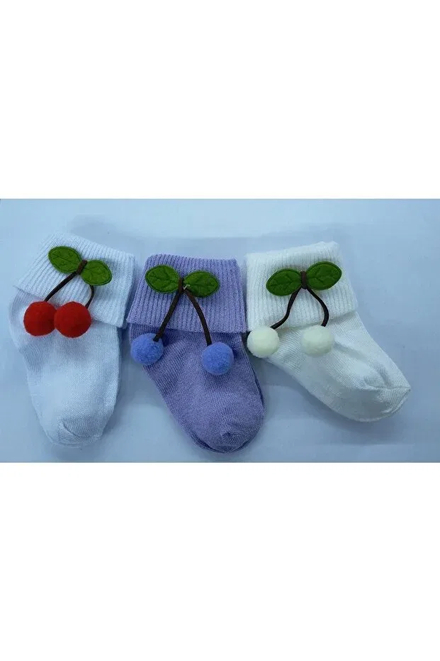 Детские носки для девочек хлопковые 3-пара Özkardeşler Baby, White Lilac Ecru