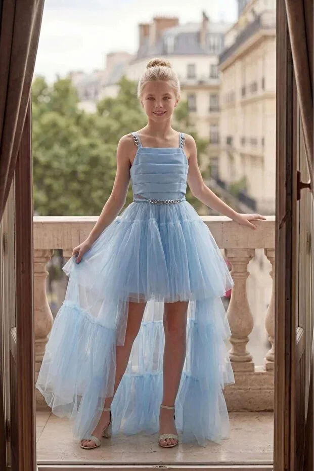 Детское платье для девочек с принтом Butikhappykids, Blue