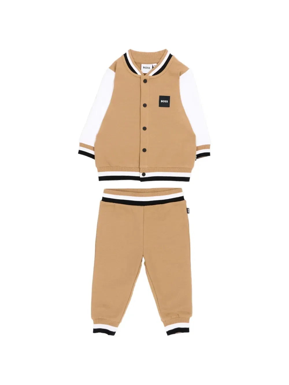 Спортивный костюм с нашивкой-логотипом (комплект из трех предметов) Boss Kidswear, бежевый — фото 2