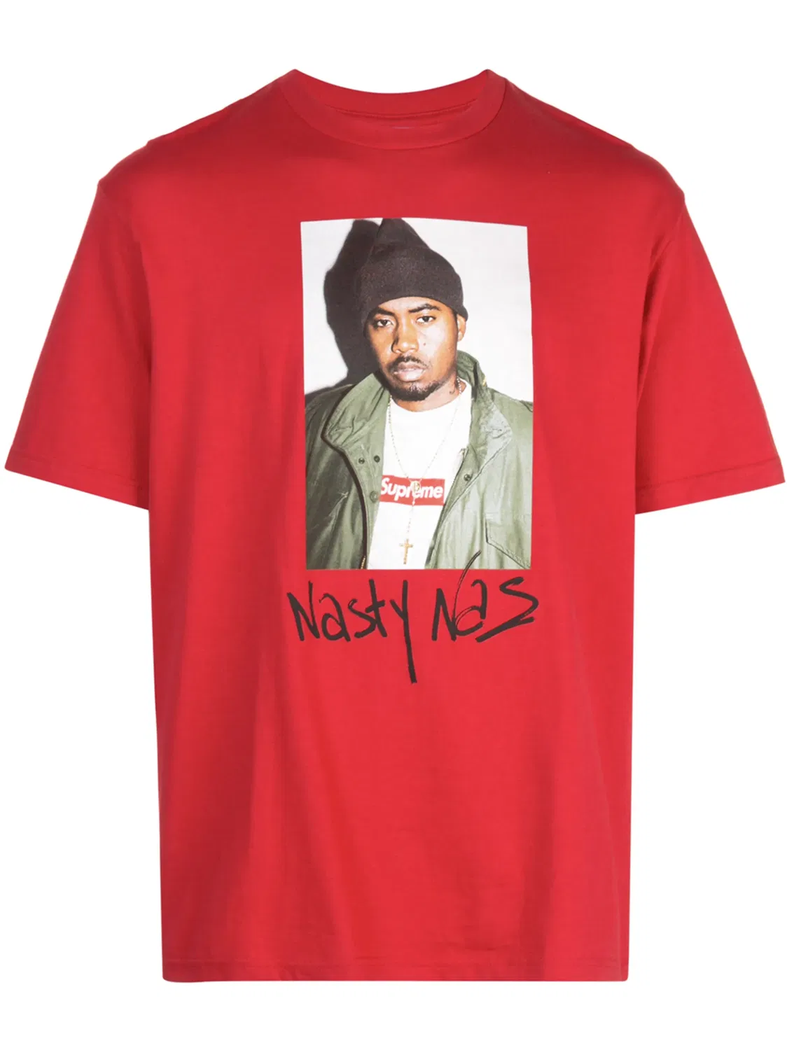 Supreme Футболка Nasty Nas красная