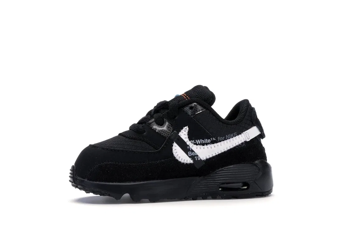 Детские кроссовки Lifestyle с деконструированным дизайном Nike Air Max 90, Black/White-Cone-Black — фото 3