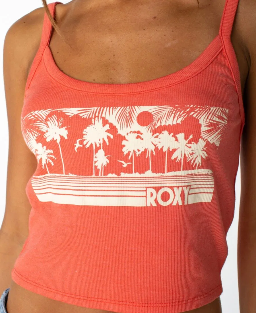 Топ-майка без рукавов с вырезом лодочка Roxy, Hot Coral — фото 3