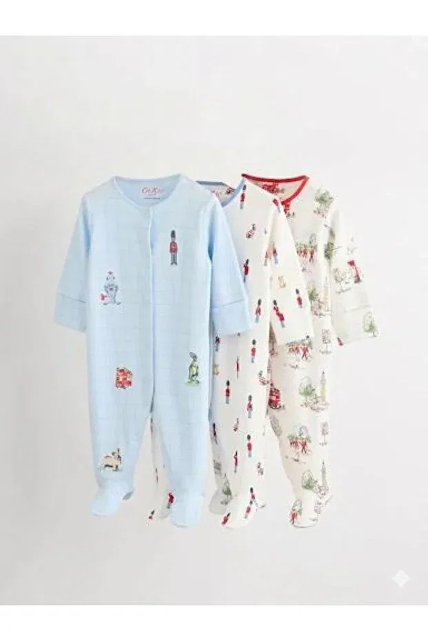 Детский комбинезон с принтом 3-предметный комплект Cotton Piece London Next Baby, Multicolor