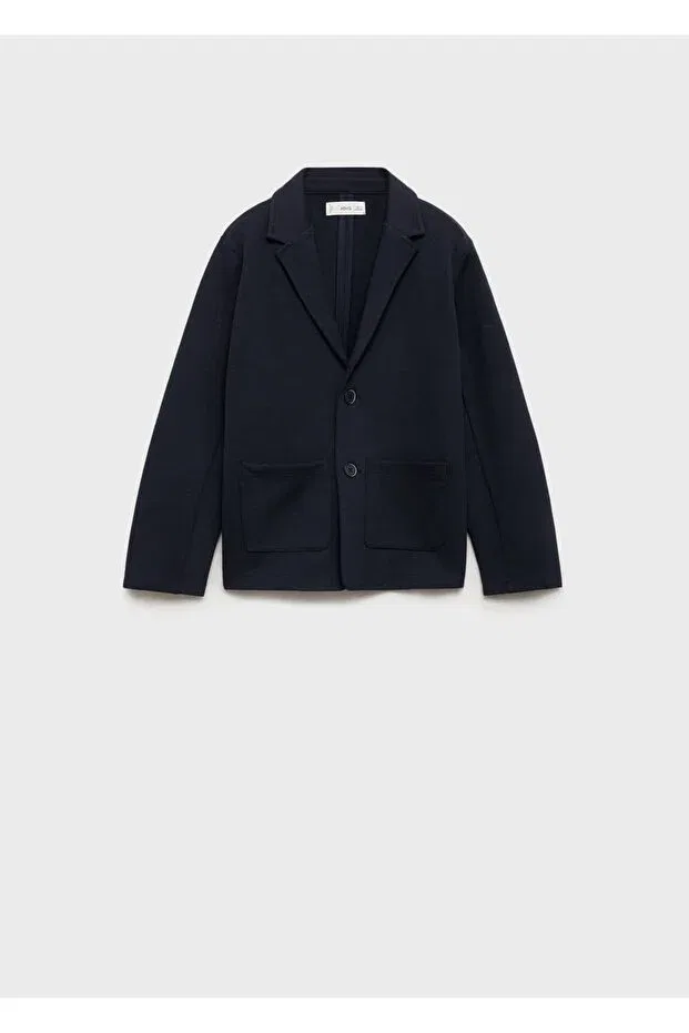 Детский блейзер для девочек с принтом Tricot Blazer With Pockets Mango Kids, Navy Blue