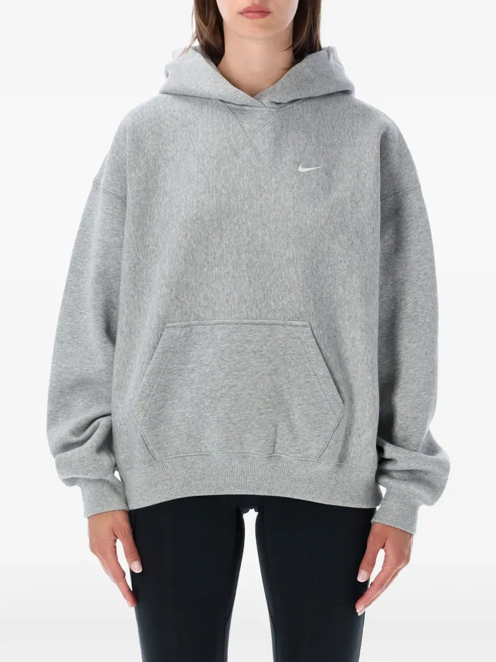 Худи с вышитым логотипом Studio и карманом-кенгуру Nike, серый