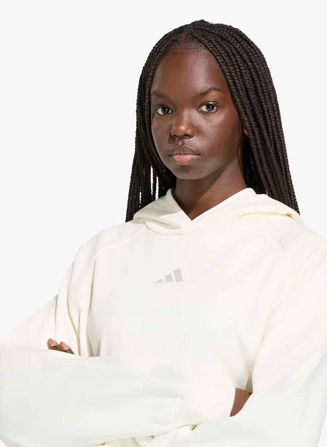 Худи свободного кроя Small Logo Adidas, белый — фото 3