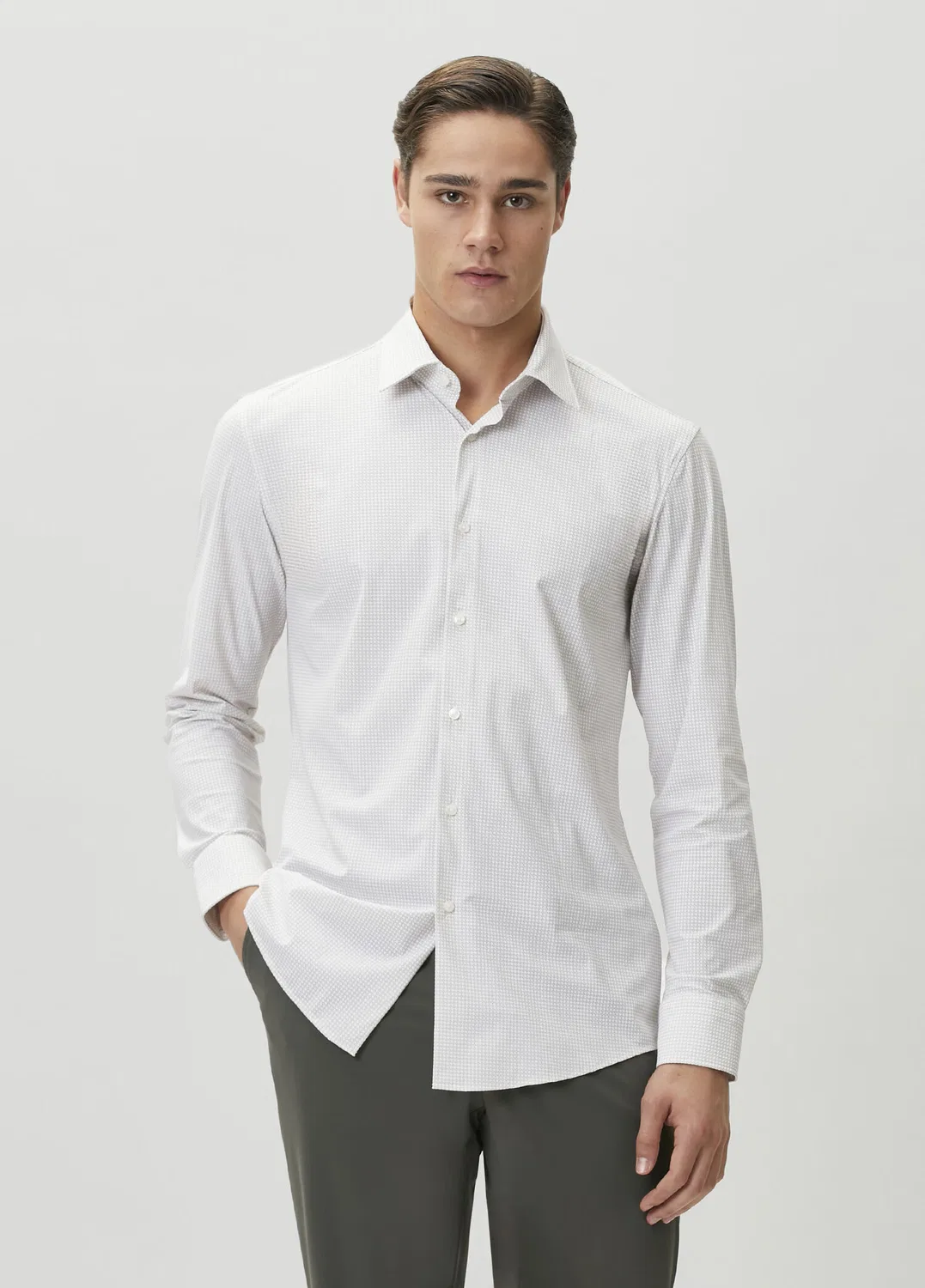 Рубашка Boss Slim Fit Geometrik Desen Stretch Jersey, bej