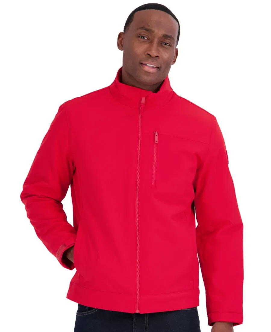Куртка из софтшелла на молнии с флисовой подкладкой, воротник-стойка Calvin Klein, Berry