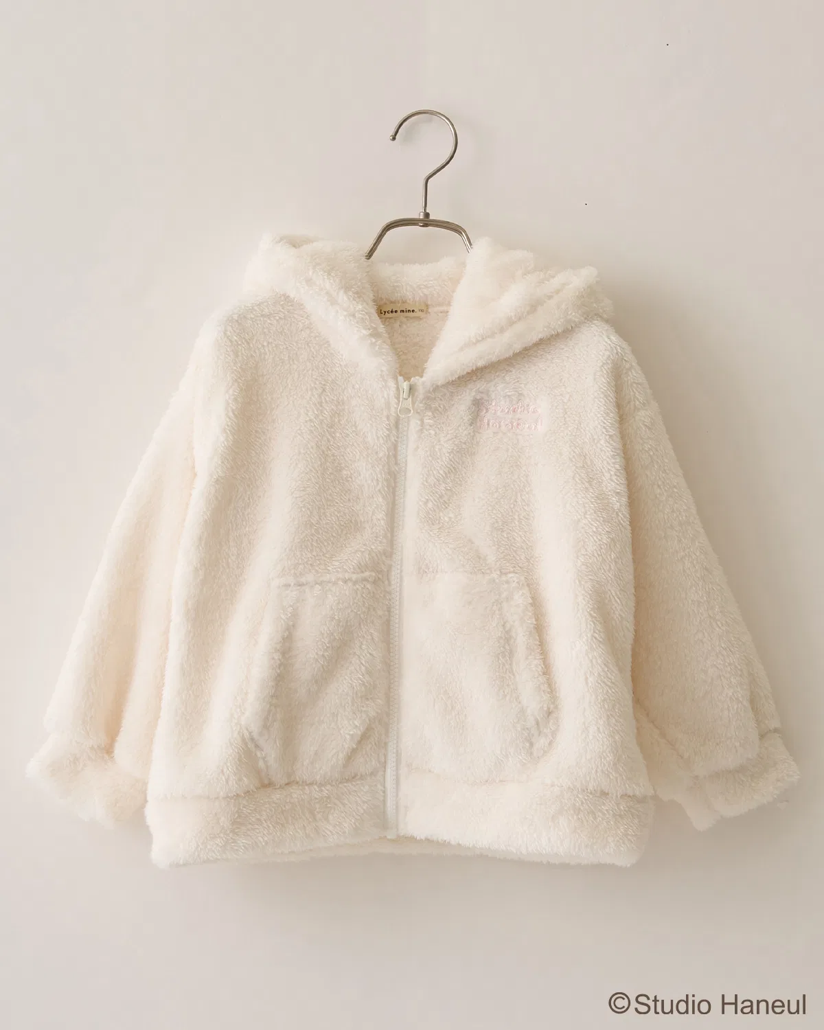 Детская кофта из флиса с принтом, на молнии, модель Pam & Tart Lycee mine, Off White — фото 3