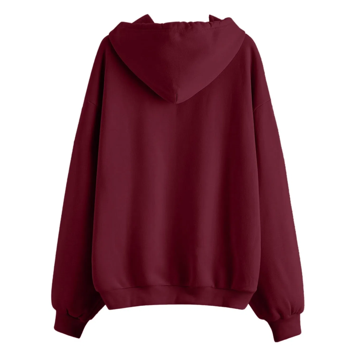 Женский худи с длинным рукавом на молнии Oversized Solid Color, Wine — фото 4