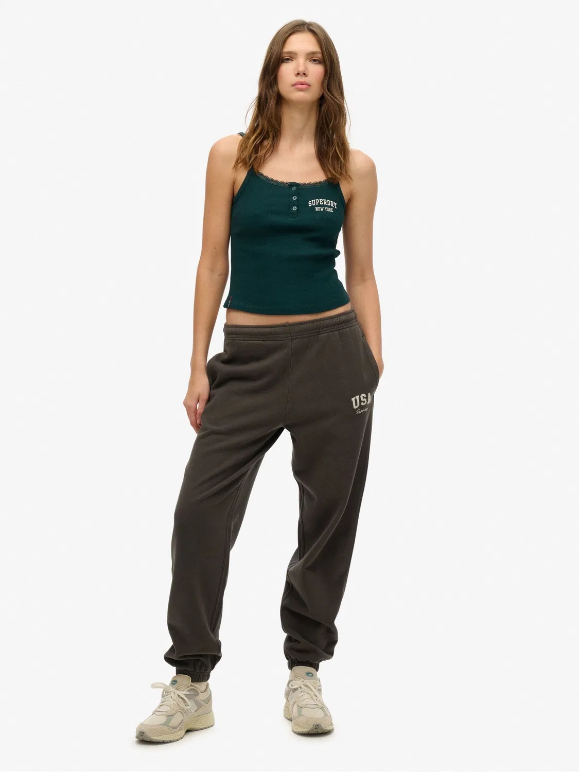 Топ-ками с пуговицами, Slim Fit, Athletic Essentials Superdry, зеленый — фото 2