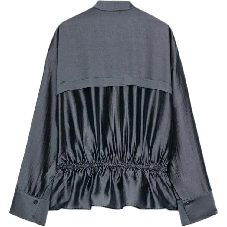 Женская рубашка с круглым вырезом Gray/Blue ZARA, Gray/Blue — фото 3