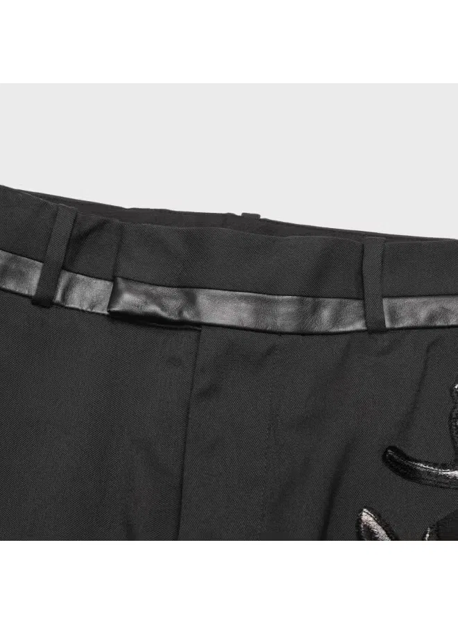 Брюки свободного кроя с контрастной вышивкой Zara, черный — фото 4