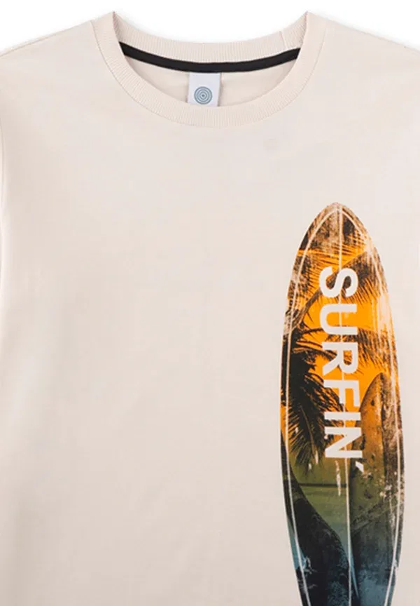 Пижама из хлопка Surfbrett set Sanetta, beige, бежевый — фото 3