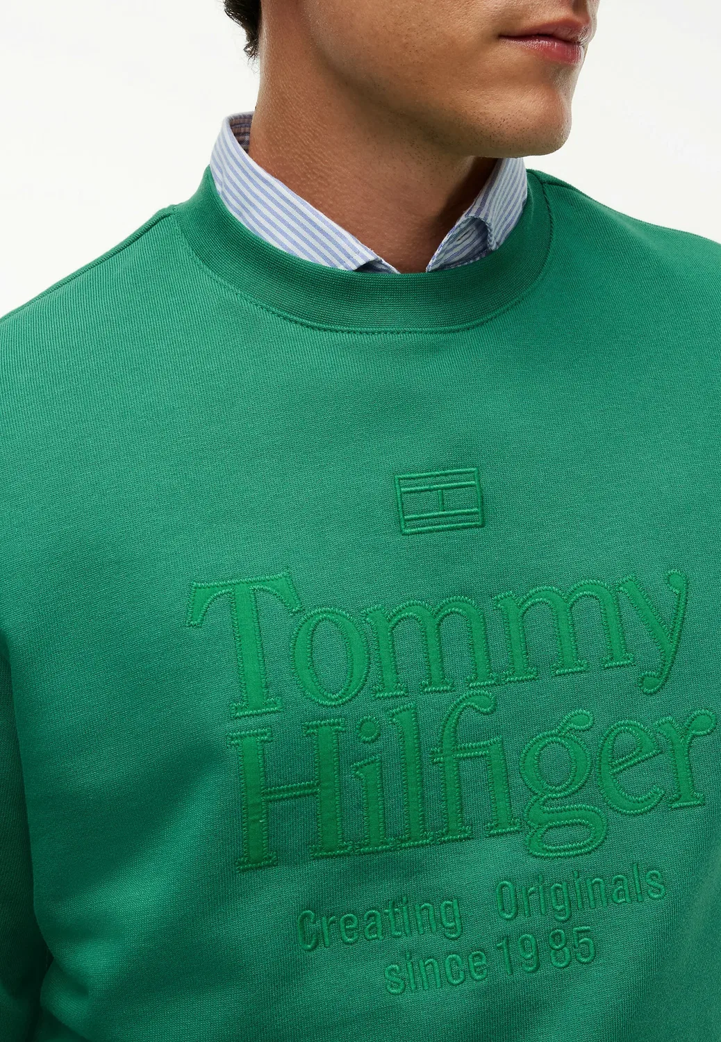 Свободная толстовка с вышивкой логотипа в тон ткани - толстовка Tommy Hilfiger, Alaskan Green — фото 4