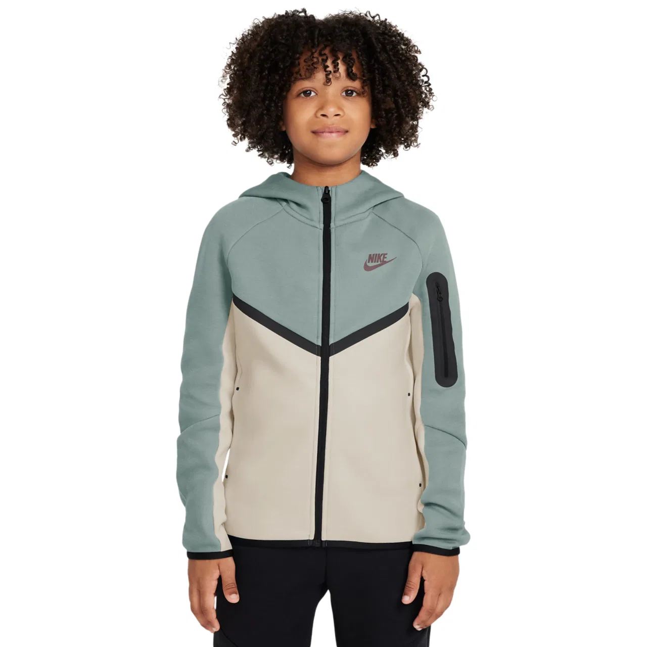 Худи для мальчиков Tech Fleece Full-Zip Nike, цвет Dusty Sage/Light Orewood