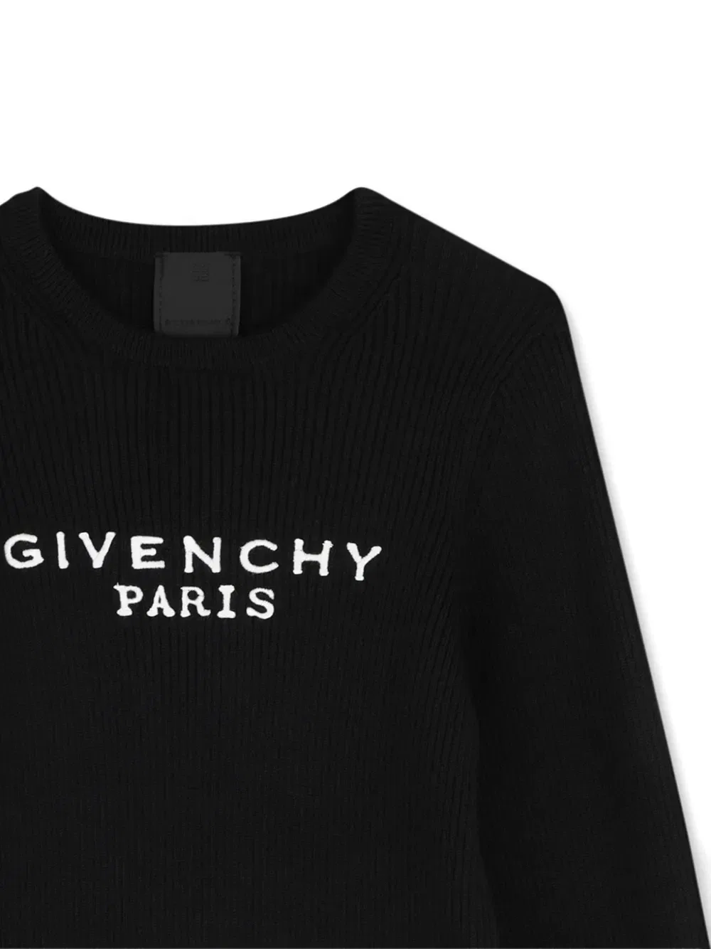 Свитер в рубчик с вышитым логотипом Givenchy Kids, черный — фото 3