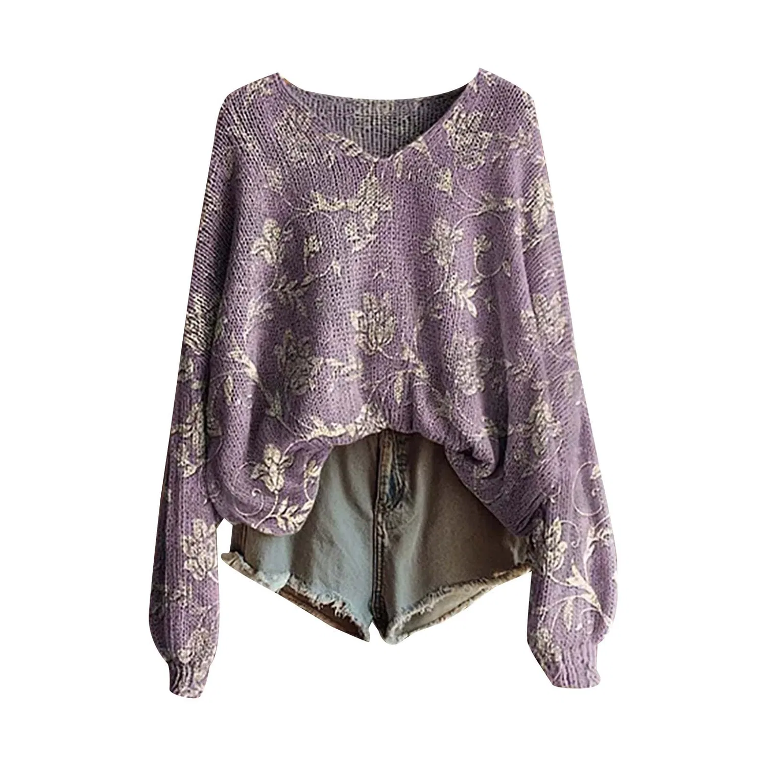 Женский свитер с длинным рукавом, Purple