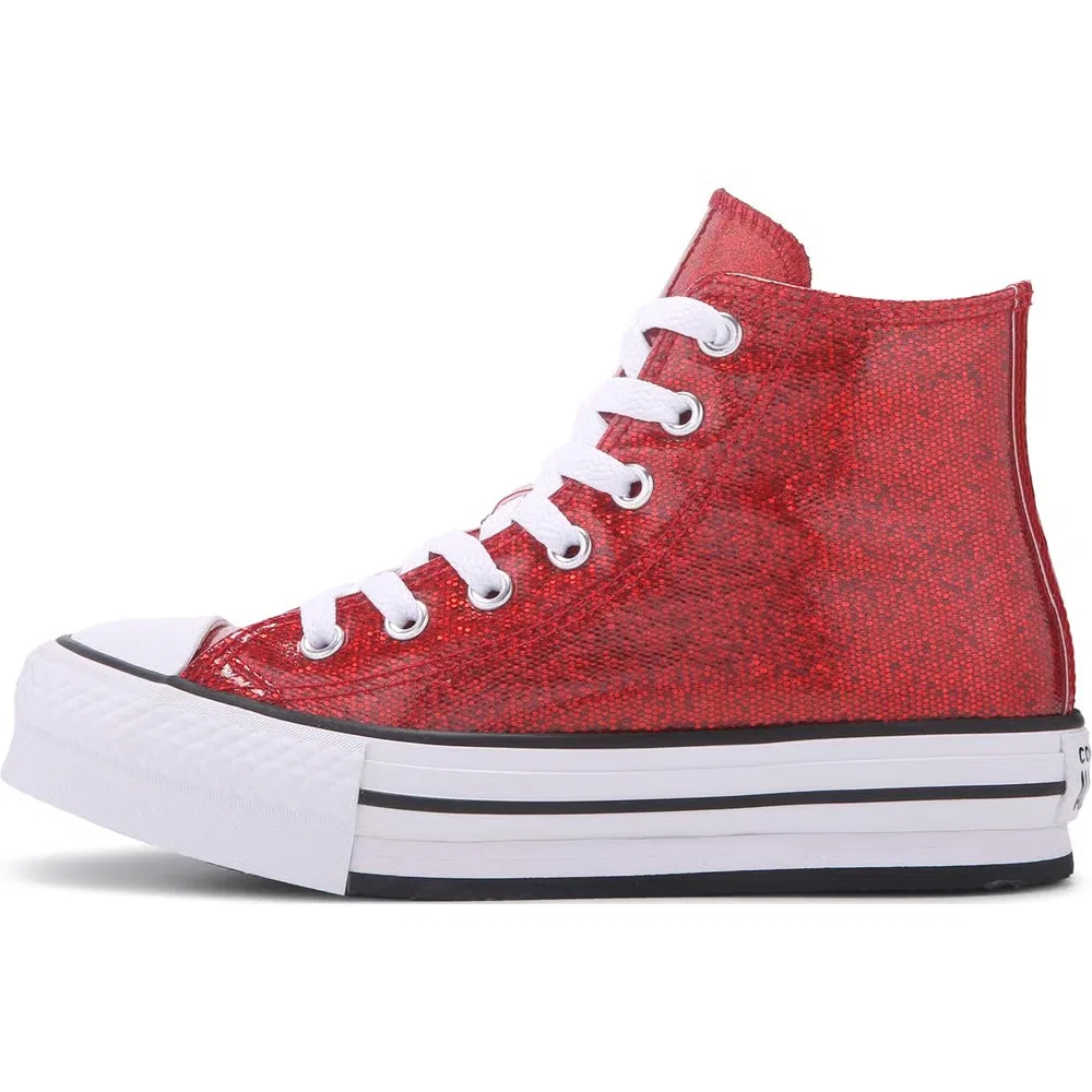 Детские высокие кеды Chuck Taylor All Star Lift Converse, Red Glitter — фото 3