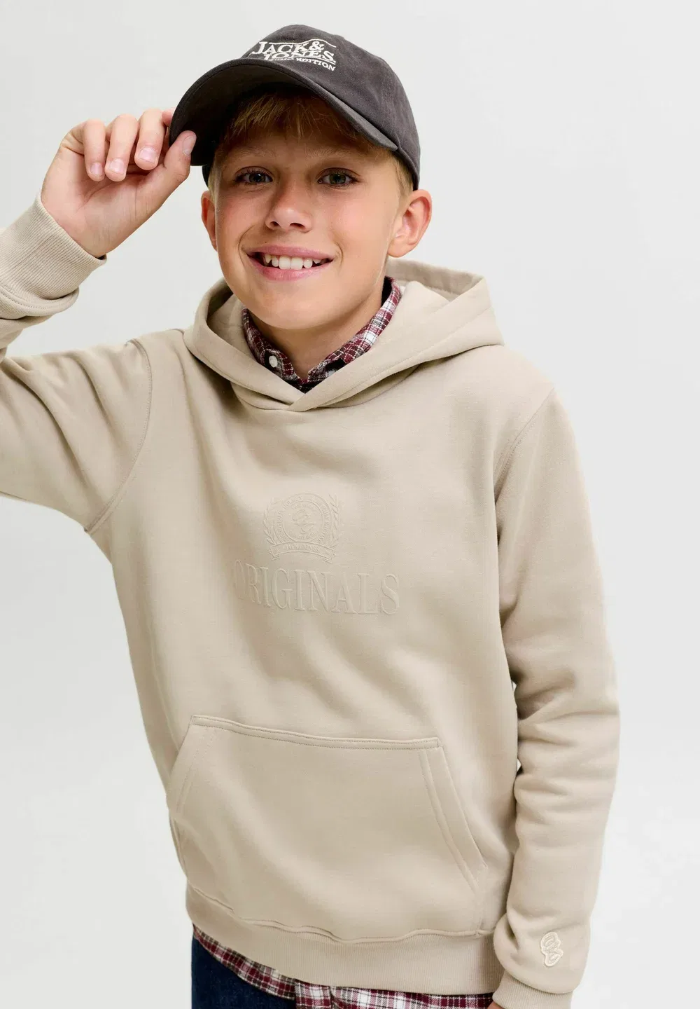 Худи с надписью, худи для подростков - худи Jack & Jones Junior, Feather Gray — фото 4